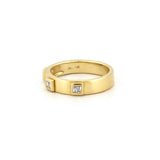 14K Gold Three Baguette Diamond Raised Bezel Band