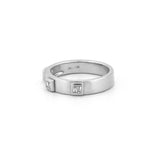 14K Gold Three Baguette Diamond Raised Bezel Band