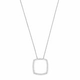 14K Gold Hollow Cushion Shape Pendant Necklace