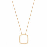 14K Gold Hollow Cushion Shape Pendant Necklace