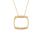14K Gold Hollow Cushion Shape Pendant Necklace