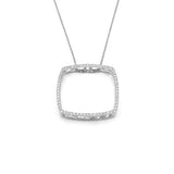 14K Gold Hollow Cushion Shape Pendant Necklace