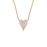 14K Gold Pressed Heart Diamond Pendant Necklace