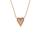 14K Gold Pressed Heart Diamond Pendant Necklace