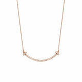 14K Gold Smile Bar Diamond Pendant Necklace