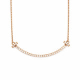 14K Gold Smile Bar Diamond Pendant Necklace