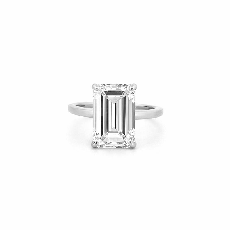 14K Gold 7.00 Carat Emerald Cut Lab Grown Diamond Solitaire Engagement Ring