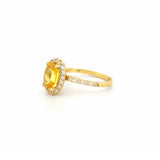 14K Gold 2.00 Carat Oval Yellow Sapphire Diamond Halo Engagement Ring
