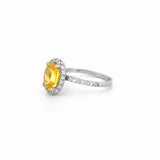 14K Gold 2.00 Carat Oval Yellow Sapphire Diamond Halo Engagement Ring