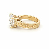 14K Gold Lab Grown Round Diamond Filligree Engagement Ring