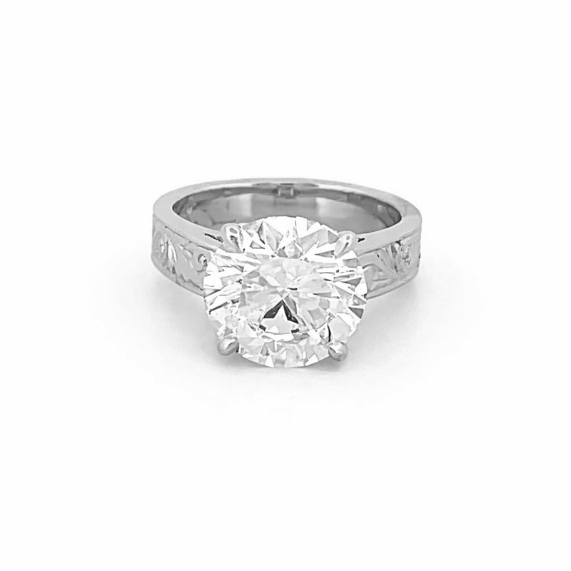 14K Gold Lab Grown Round Diamond Filligree Engagement Ring
