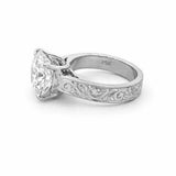 14K Gold Lab Grown Round Diamond Filligree Engagement Ring