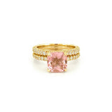 14K Gold 2.00 Carat Cushion Morganite 3D Engagement Set