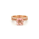 14K Gold 2.00 Carat Cushion Morganite 3D Engagement Set