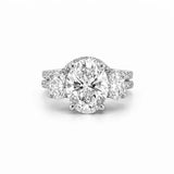 14K Gold Three Stone 3.00 Carat Lab Grown Oval Engagement Set