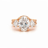 14K Gold Three Stone 3.00 Carat Lab Grown Oval Engagement Set