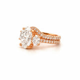 14K Gold Three Stone 3.00 Carat Lab Grown Oval Engagement Set