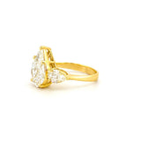 14K Gold Three Stone Cluster Pear Shape Diamond Engagement Ring