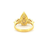 14K Gold Three Stone Cluster Pear Shape Diamond Engagement Ring