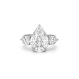 14K Gold Three Stone Cluster Pear Shape Diamond Engagement Ring