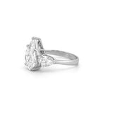 14K Gold Three Stone Cluster Pear Shape Diamond Engagement Ring