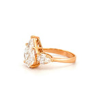 14K Gold Three Stone Cluster Pear Shape Diamond Engagement Ring