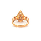 14K Gold Three Stone Cluster Pear Shape Diamond Engagement Ring
