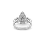 14K Gold Three Stone Cluster Pear Shape Diamond Engagement Ring