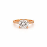 14K Gold 2.50 Carat Oval East West Moissanite Under Halo Eternity Engagement Ring