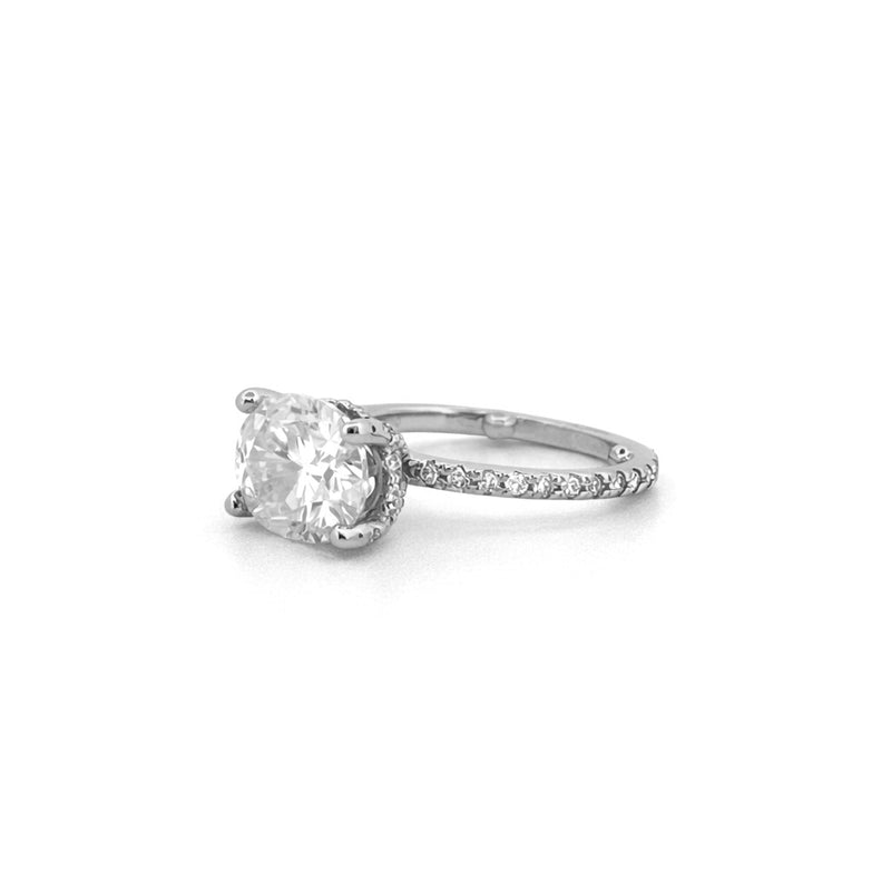 14K Gold 2.50 Carat Oval East West Moissanite Under Halo Eternity Engagement Ring