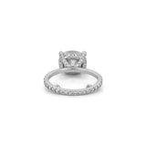 14K Gold 2.50 Carat Oval East West Moissanite Under Halo Eternity Engagement Ring