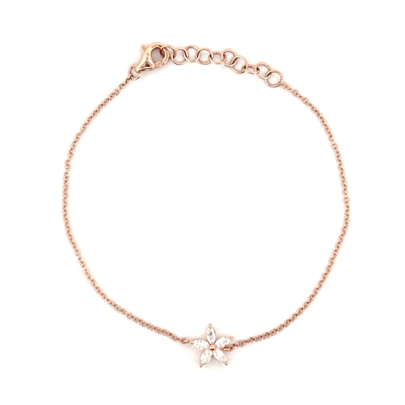 14K Gold Diamond Marquise Flower Bracelet