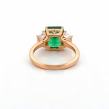 14K Gold Lab Grown Emerald Three Stone Engagement Ring