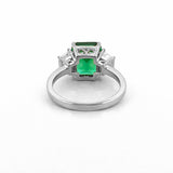 14K Gold Lab Grown Emerald Three Stone Engagement Ring