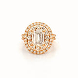 14K Gold Lab Grown Emerald Diamond Oval Cluster Engagement Ring