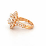 14K Gold Lab Grown Emerald Diamond Oval Cluster Engagement Ring
