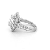 14K Gold Lab Grown Emerald Diamond Oval Cluster Engagement Ring