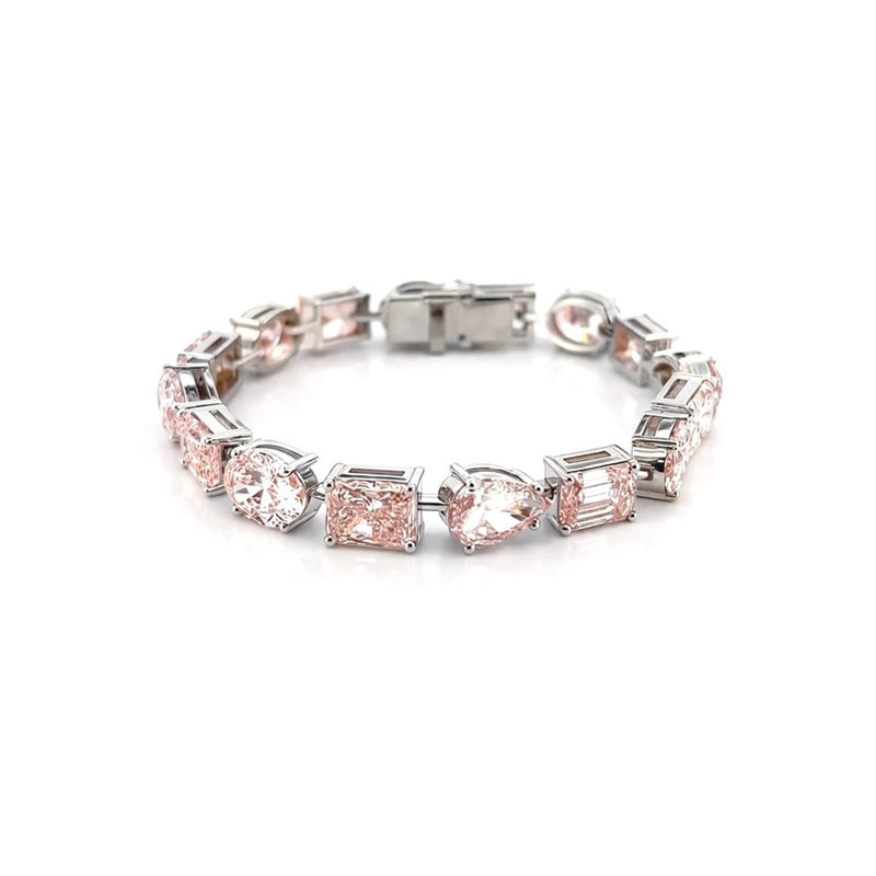 14K Gold Lab Grown Pink Diamond Multi Shape Bracelet