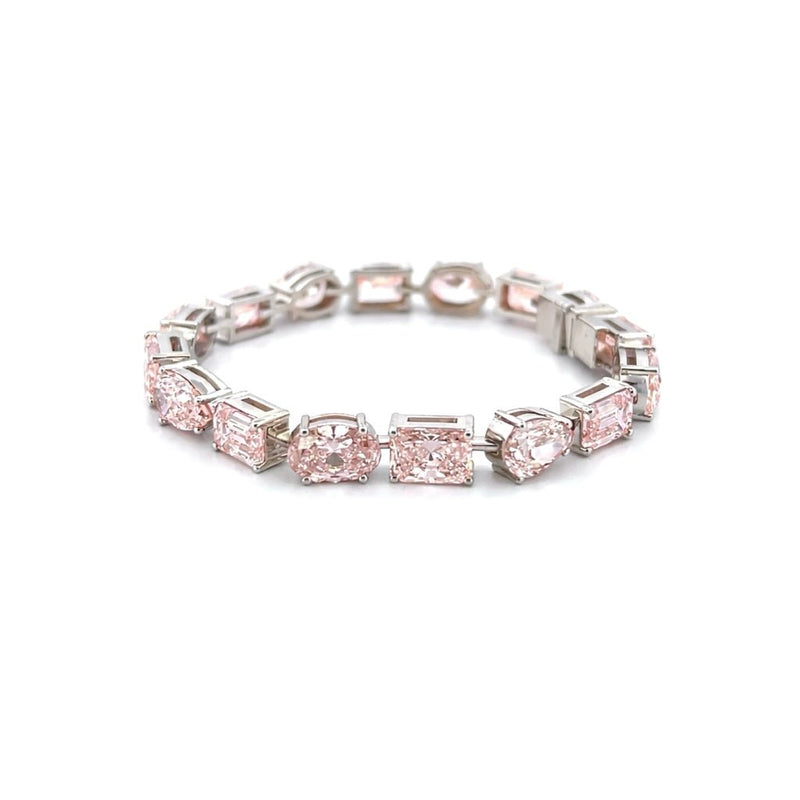 14K Gold Lab Grown Pink Diamond Multi Shape Bracelet