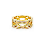 14K Gold Infinity Twist Three Row Eternity Diamond Band