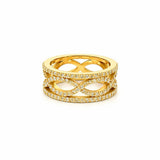 14K Gold Infinity Twist Three Row Eternity Diamond Band