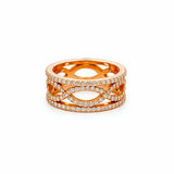 14K Gold Infinity Twist Three Row Eternity Diamond Band