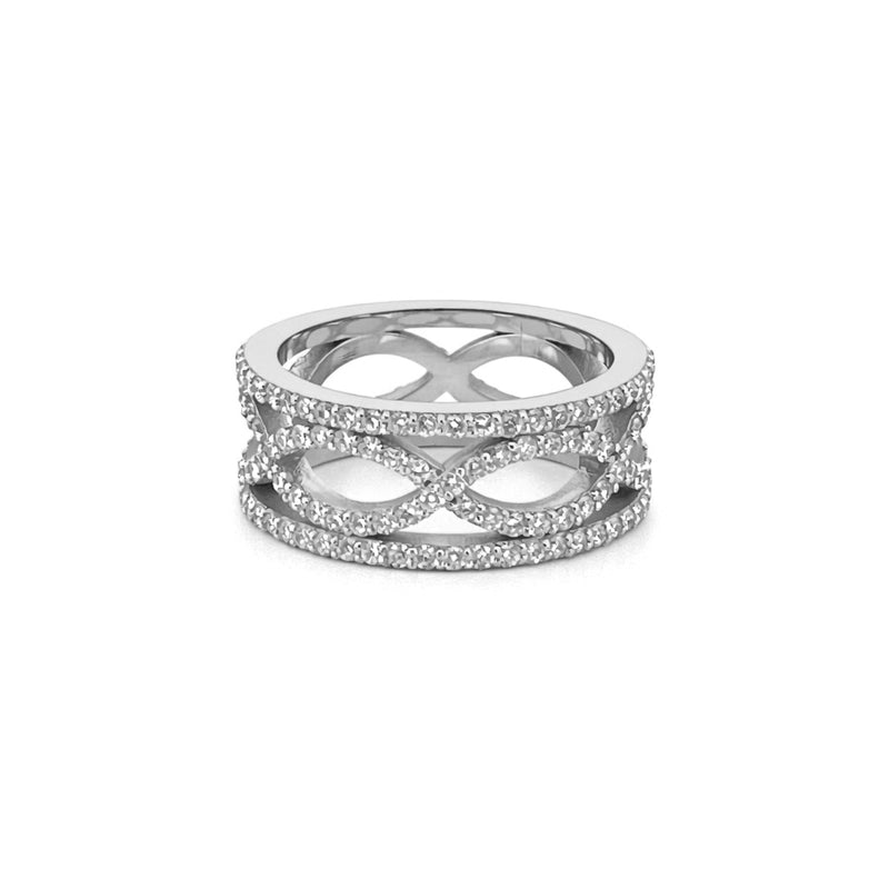 14K Gold Infinity Twist Three Row Eternity Diamond Band