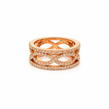 14K Gold Infinity Twist Three Row Eternity Diamond Band