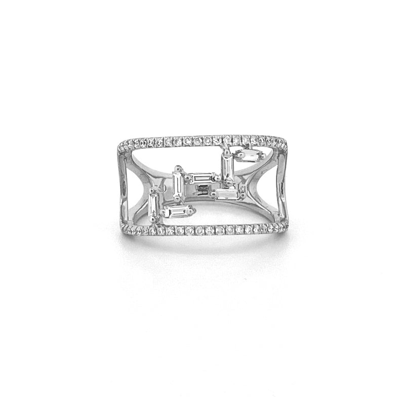 14K Gold Double Open Step Diamond Fashion Band