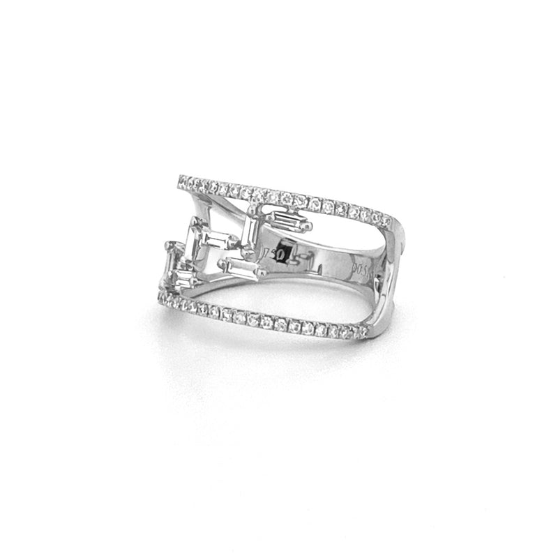 14K Gold Double Open Step Diamond Fashion Band