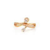 14K Gold Pear Wrapped Diamond Split Band