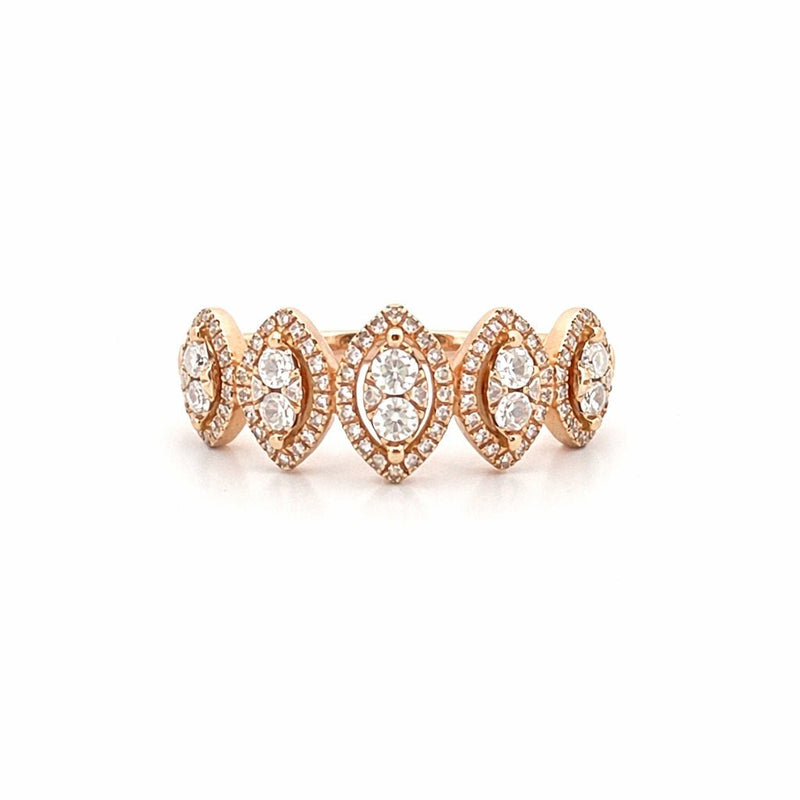 14K Gold Marquise Shape Halo Diamond Wedding Band