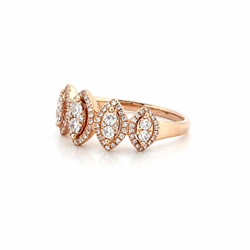 14K Gold Marquise Shape Halo Diamond Wedding Band
