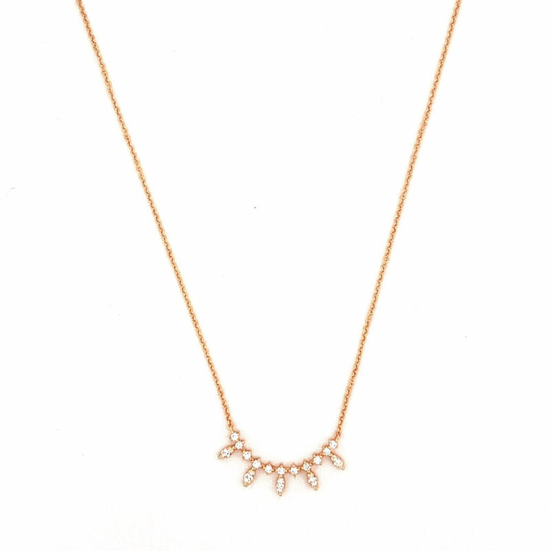 14K Gold Prong Set Curve Marquise Diamond Pendant Necklace